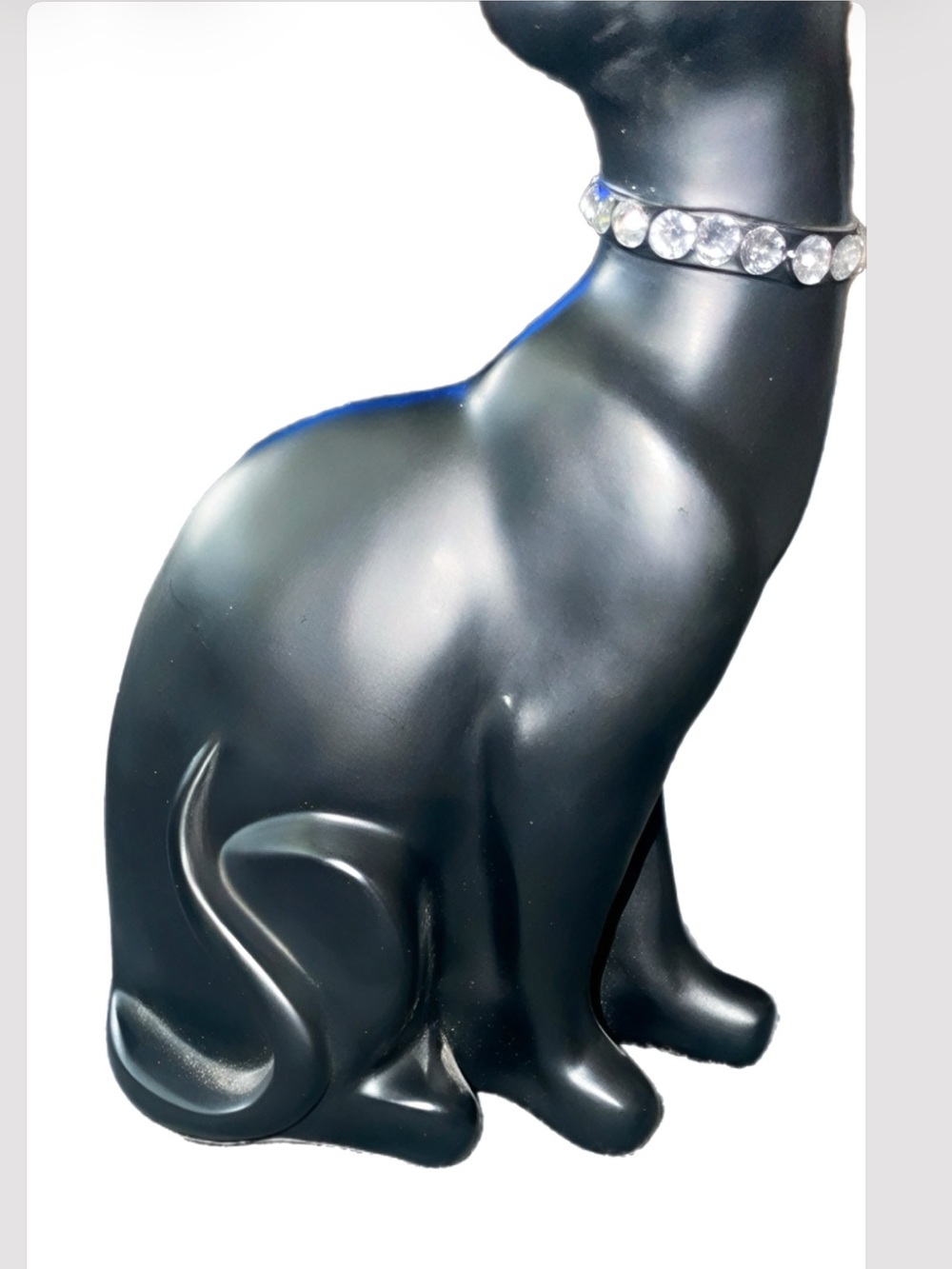 Vintage 1960-70’s Seymour Mann Black 9” Cat Figurine w/Rhinestone Collar. - Picture 10 of 13